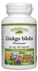Natural Factors Ginkgo Biloba PHYTOSOME&trade;,  60mg, 60 caps