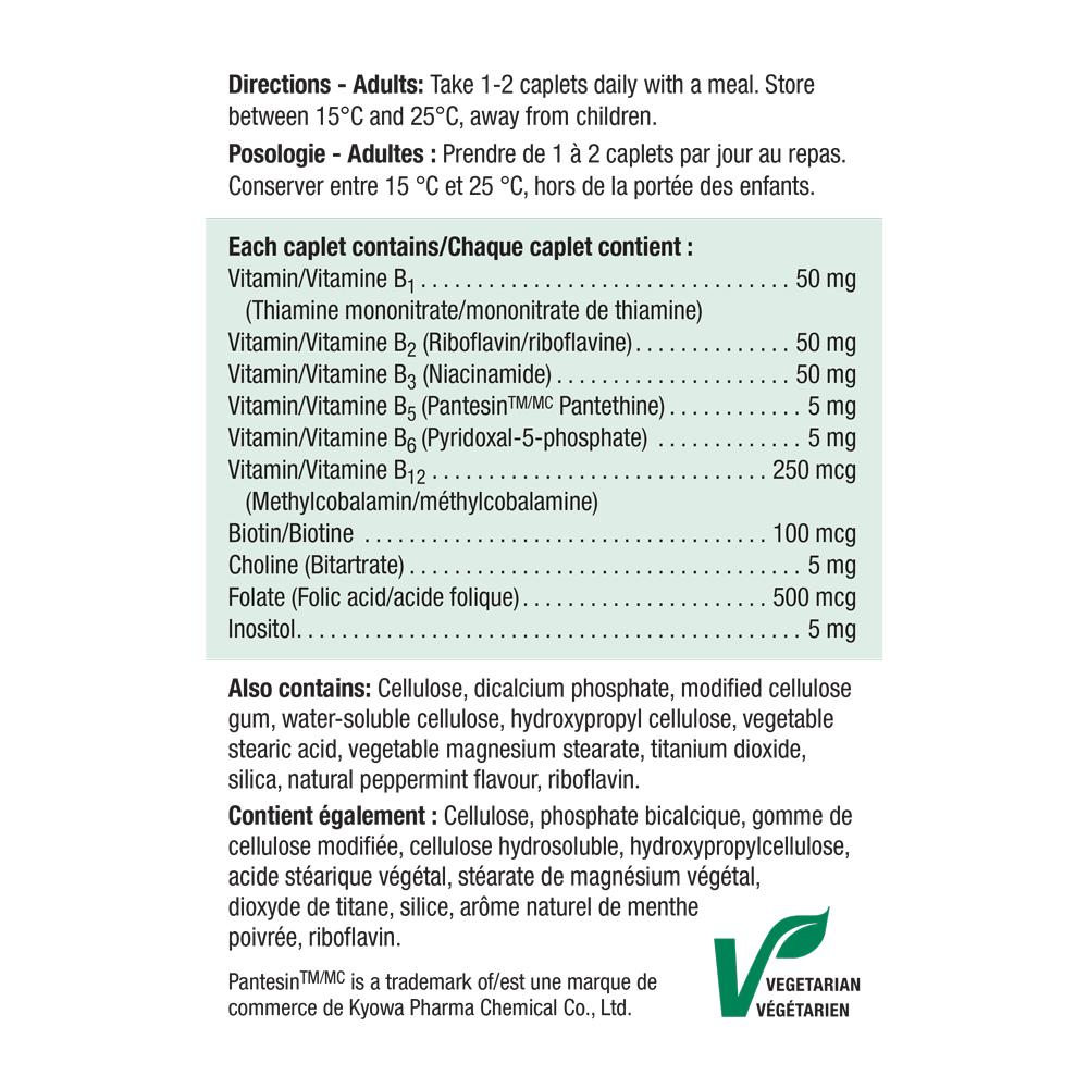 健美生 Jamieson Vitamin B Complex, 50 mg, 90+30 Caplets Canada information panel photo