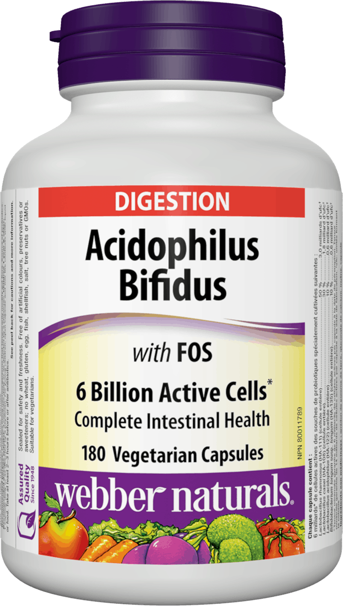 Webber Naturals Acidophilus with Bifidus & FOS, 180 caps