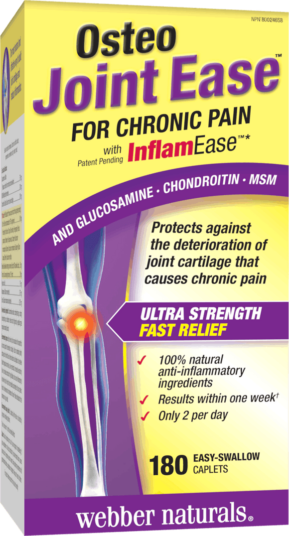 Webber Naturals Osteo Joint Ease 缓解炎症 - 维骨力+软骨素+MSM， 180粒易吞片