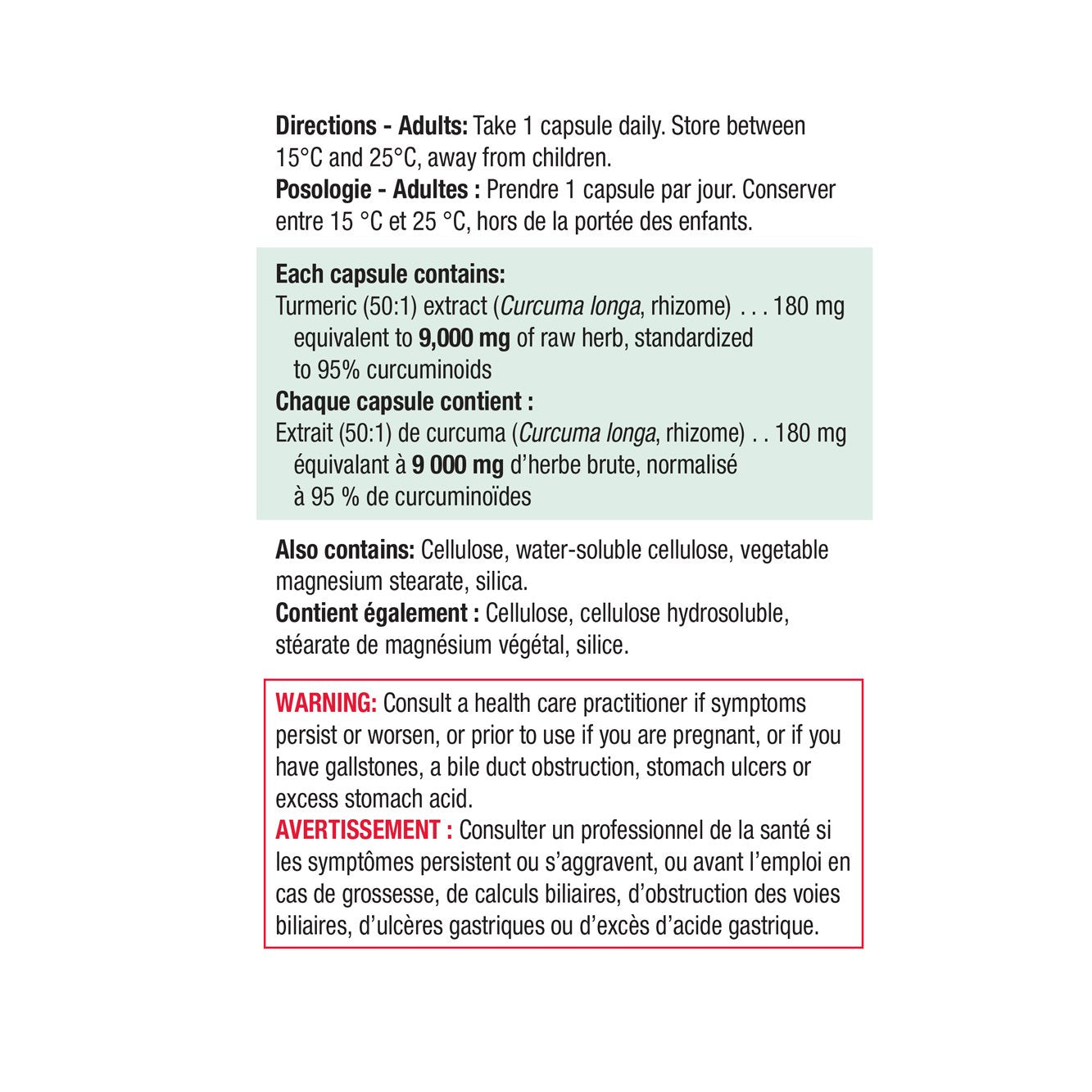 健美生 Jamieson Curcumin Turmeric 9,000 mg 30 veg. capsules ingredients