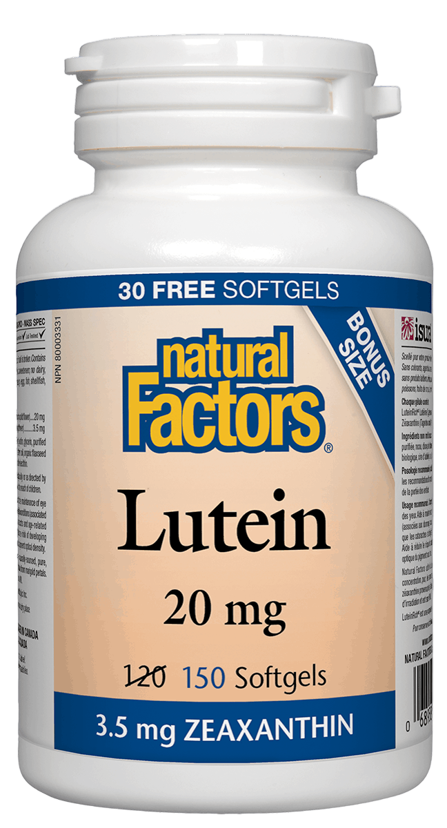 Natural Factors Lutein 20 mg 150 softgels Canadian label sold by natvd.com