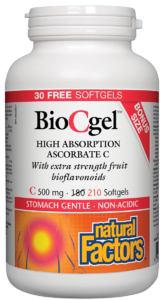 Natural Factors BioCGel 500 mg , bonus size 210 softgels