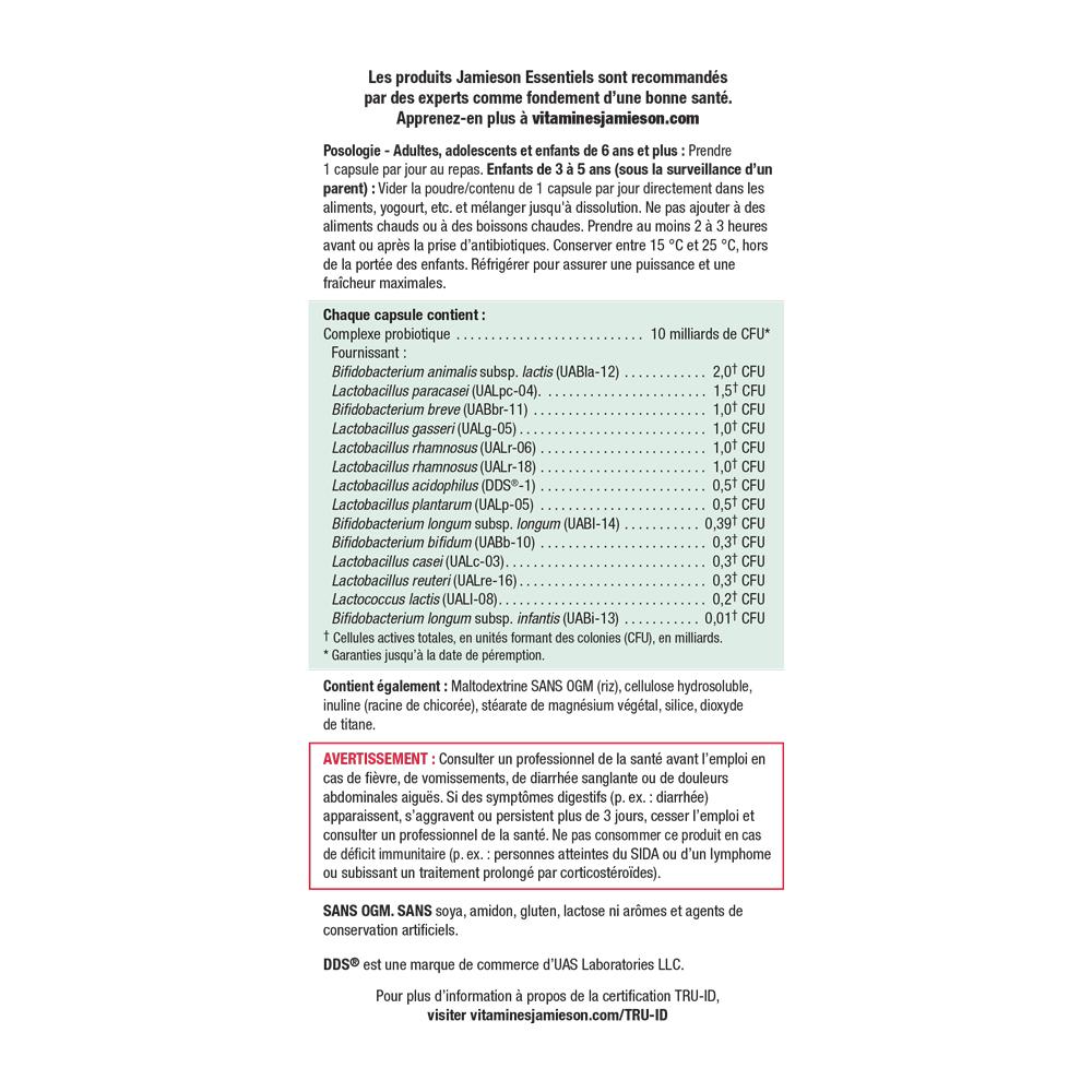 Jamieson Essentials Probiotics 10 Billion 60 veg. capsules ingredients