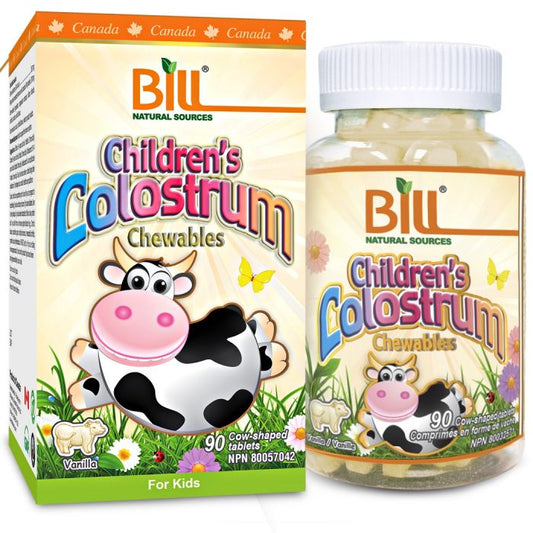 Bill Natural Sources Children's Colostrum 90 chewables Canada Bottle and carton