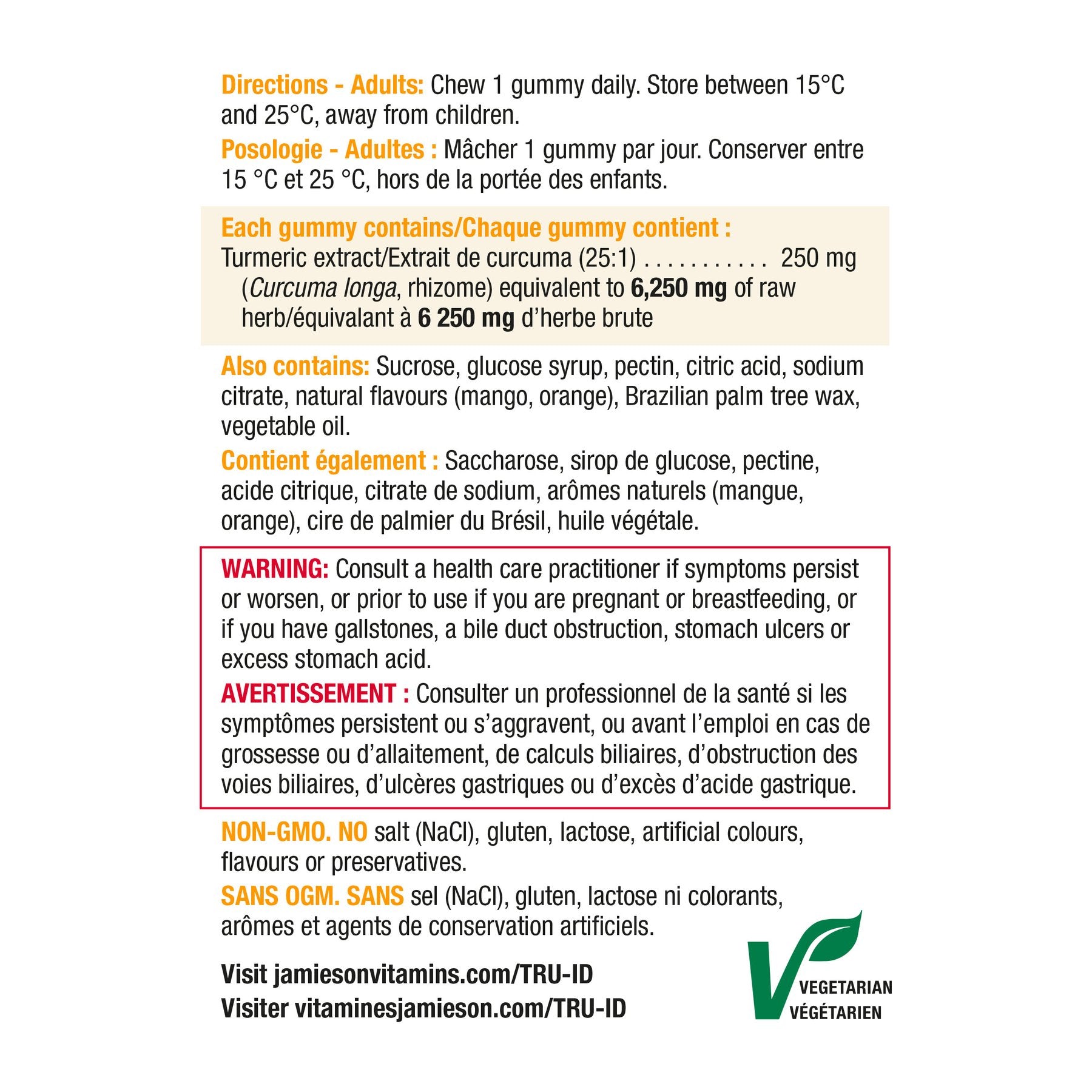 健美生 Jamieson Turmeric Gummy, 60 gummies Canada information