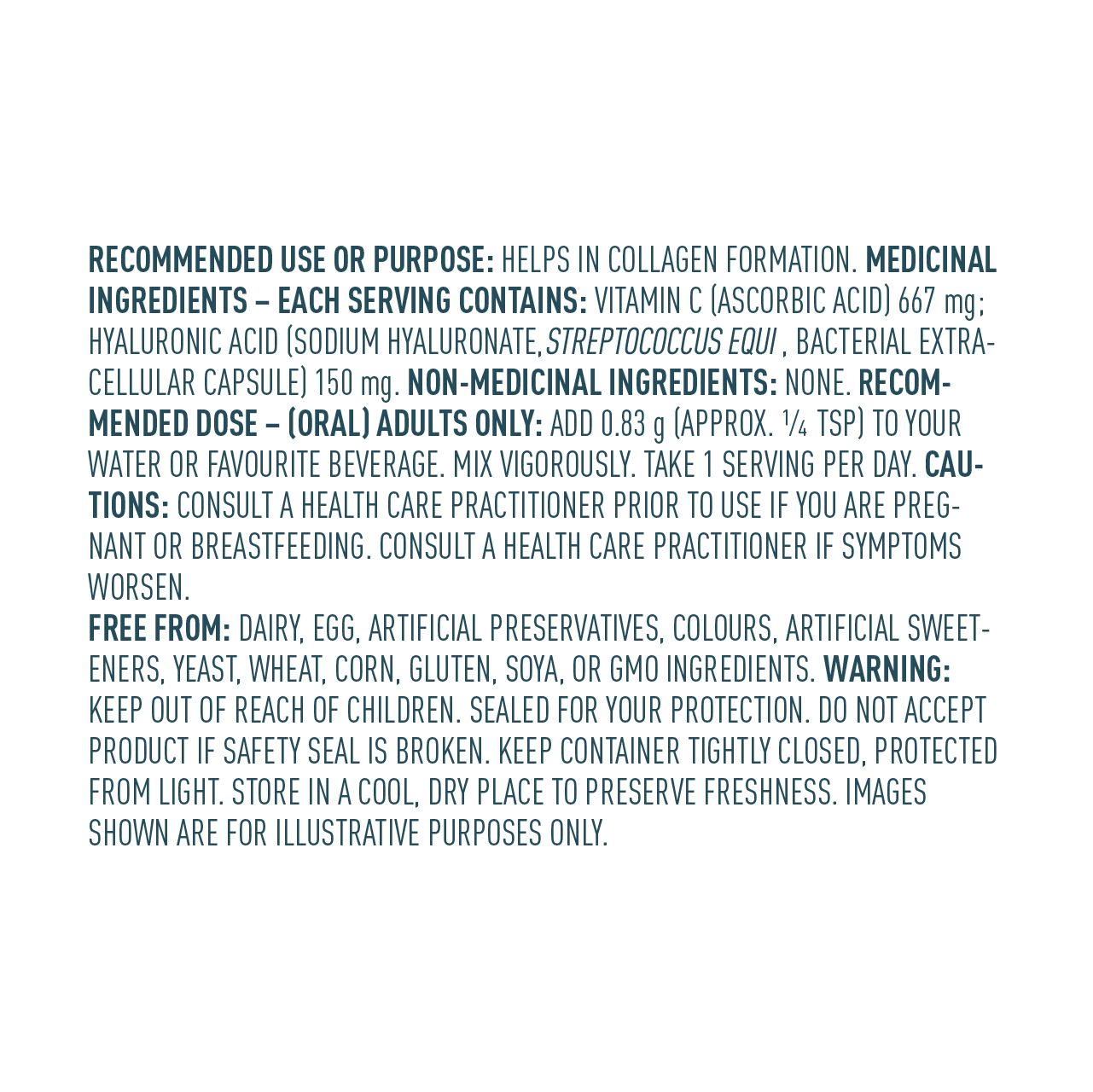 优格康 Organika Hyaluronic Acid + Vitamin C 150mg per serving recommended Use