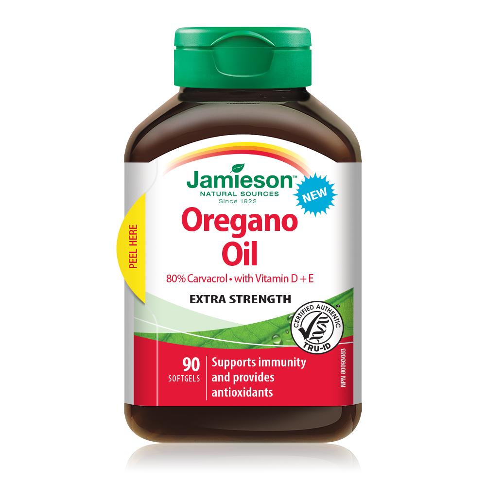 Jamieson Oregano Oil with Vitamin D + E Extra Strength 90 softgels 健美生