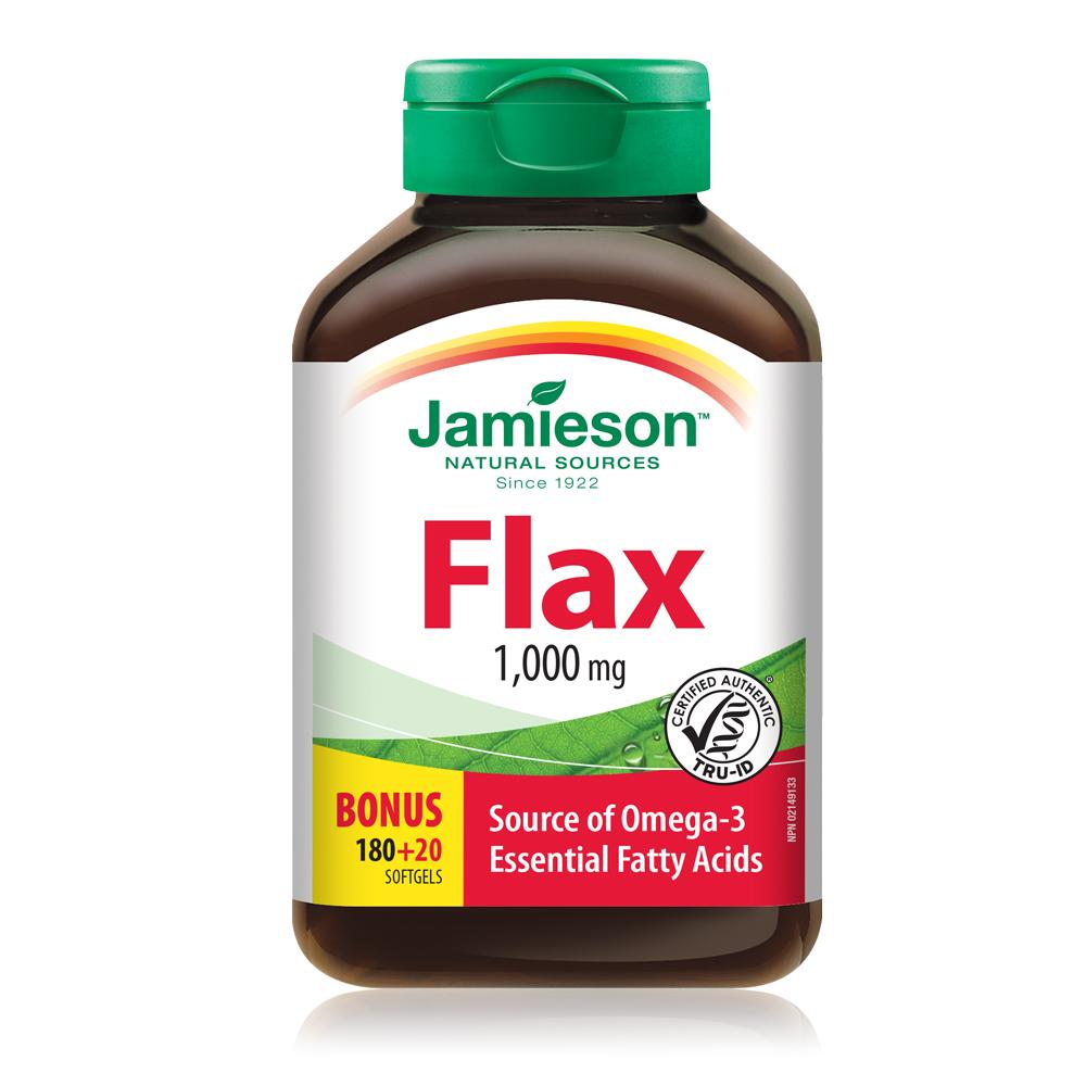 健美生 Jamieson Flaxseed Oil, 1,000mg, 180 + 20 BONUS softgels