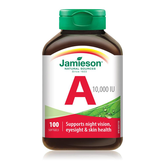 Jamieson 维生素A， 10,000IU，100粒软胶囊