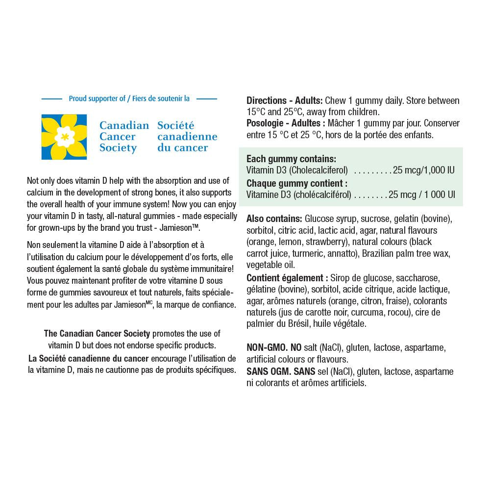 健美生 Jamieson Vitamin D3  60 All Natural Gummies Canada