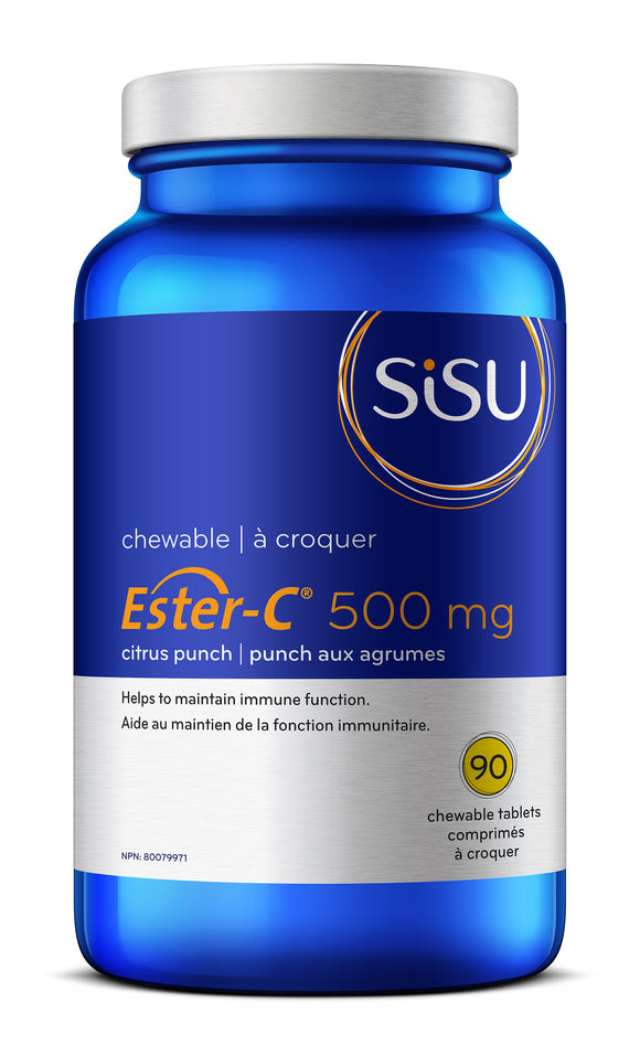  SISU Ester-C® 酯化维生素C, 500毫克, 天然柑橘味, 90咀嚼片