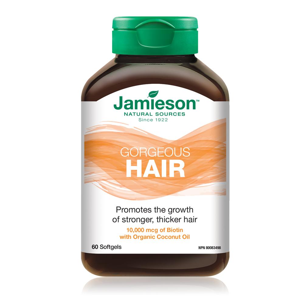 Jamieson Gorgeous Hair 60 softgels  bottle photo