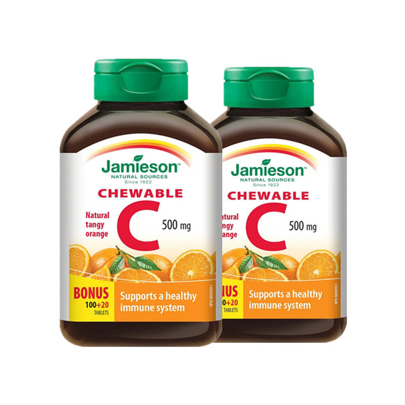 【优惠组合】2 xJamieson 健美生 天然维生素C甜橙味咀嚼片, 500毫克, 120片加量装