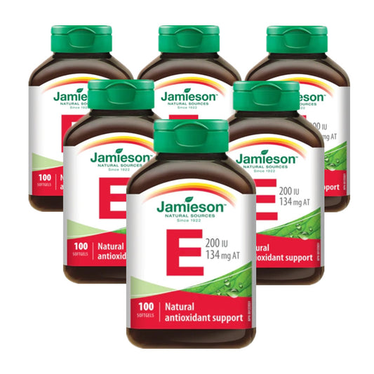 6 x Jamieson Vitamin E 200IU, 100 softgels Bundle