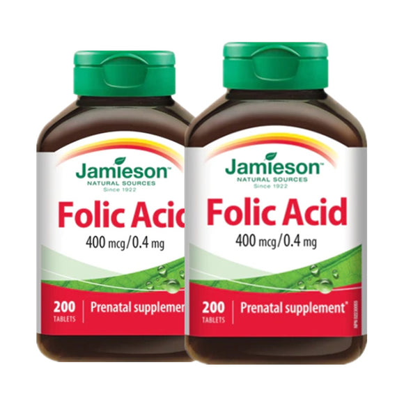 2 x Jamieson Folic Acid 400 mcg, 200 tablets Bundle