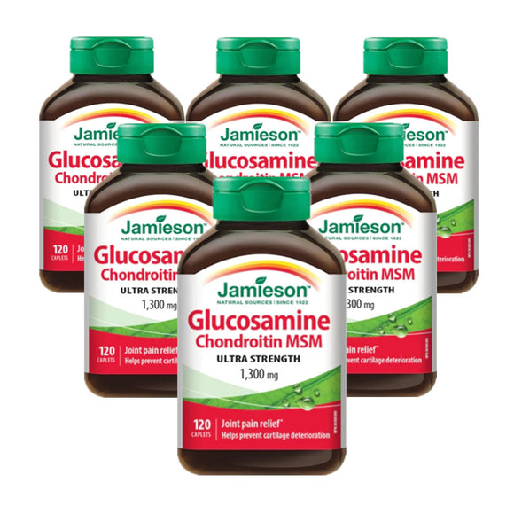6 x Jamieson Glucosamine Chondroitin MSM, 1300mg, 120 caplets Bundle