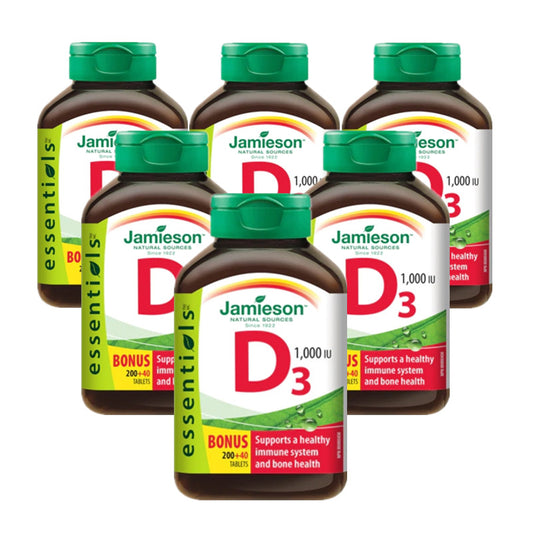 6 x Jamieson Essentials Vitamin D 1000 IU, 240 tabs Bundle