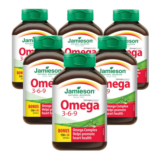6 x Jamieson Omega 3-6-9, 150+50 softgels Bundle