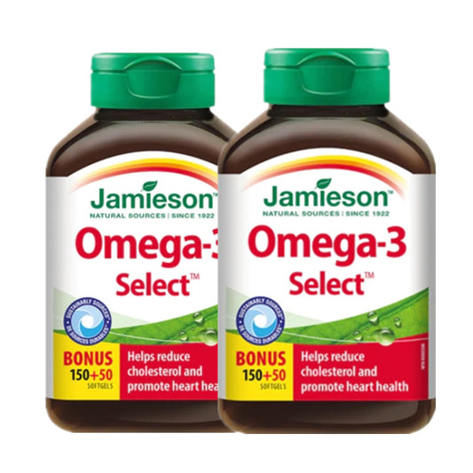 2 x Jamieson Omega-3 Select，1,000 毫克，200 粒軟膠囊獎勵套裝