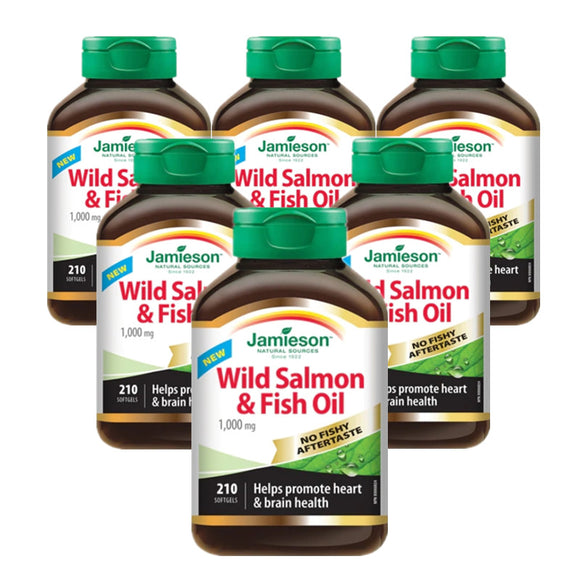 6 x Jamieson NFA Wild Salmon & Fish Oil 1000mg 210 softgels Bundle