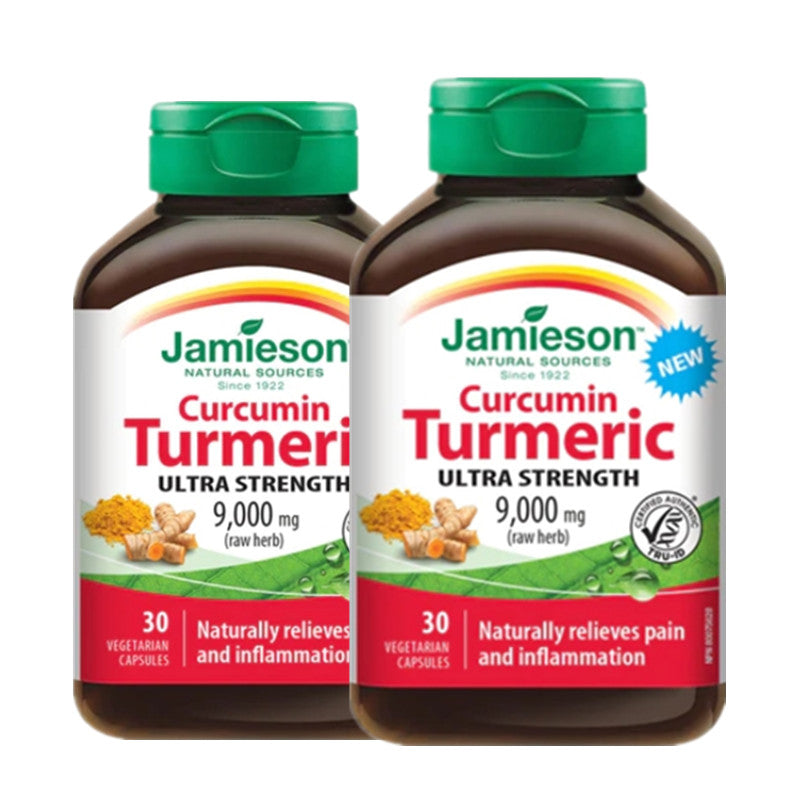 2 x Jamieson Curcumin Turmeric 9,000 mg 30 veg. capsules Bundle