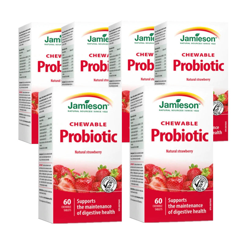 6 x Jamieson Chewable Probiotic, Strawberry Yogurt, 60 tabs Bundle
