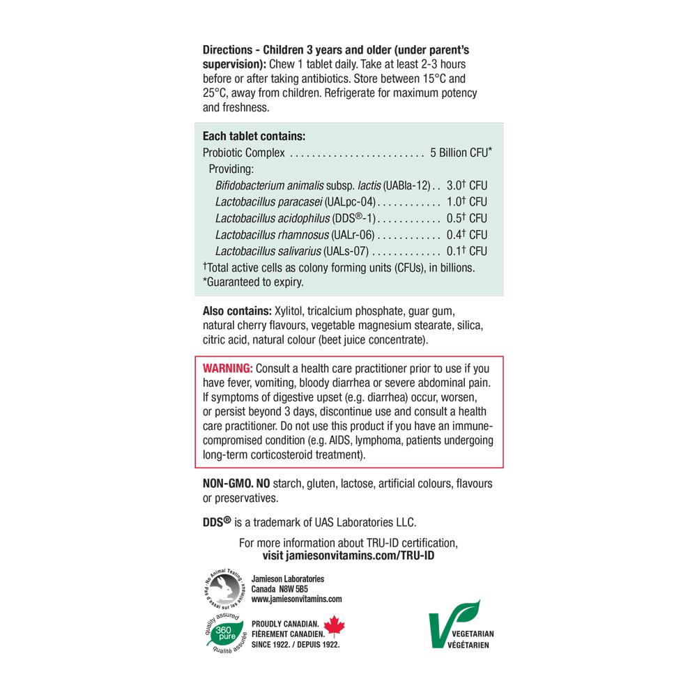 Jamieson Kids Chewable Probiotic - Natural Cherry 60's ingredients