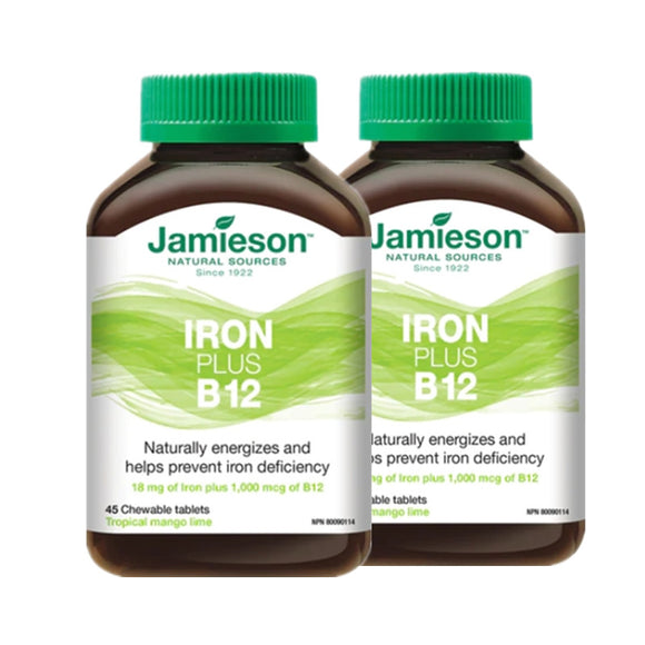 【优惠组合】2 x Jamieson 铁+维生素B12，咀嚼片45粒