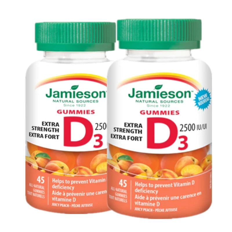 2 x Jamieson Vitamin D3 Ex Strength 2,500 IU Gummy, 45 gummies Bundle