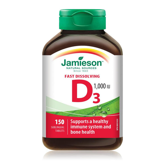 Jamieson 維生素D3 1,000 IU ，150舌下速溶片劑