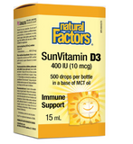 Natural Factors Vitamin D3 Drops for Kids 400iu, Certified Organic, 15mL