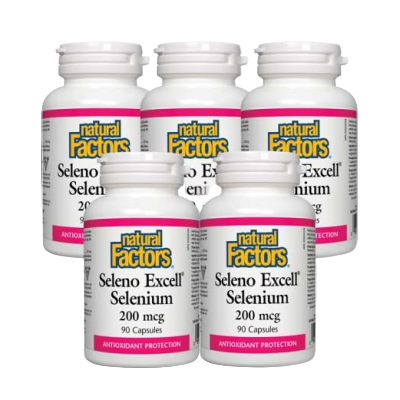 [Promotional Item] 5x Natural Factors SelenoExcellandtrade; Selenium 200mcg, 90 capsules