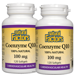 2 x Natural Factors Coenzyme Q10, 100 mg, 120 softgels Bundle