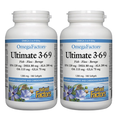 (Promotional Product) 2x Natural Factors Ultimate Omega Factors, 180 softgels