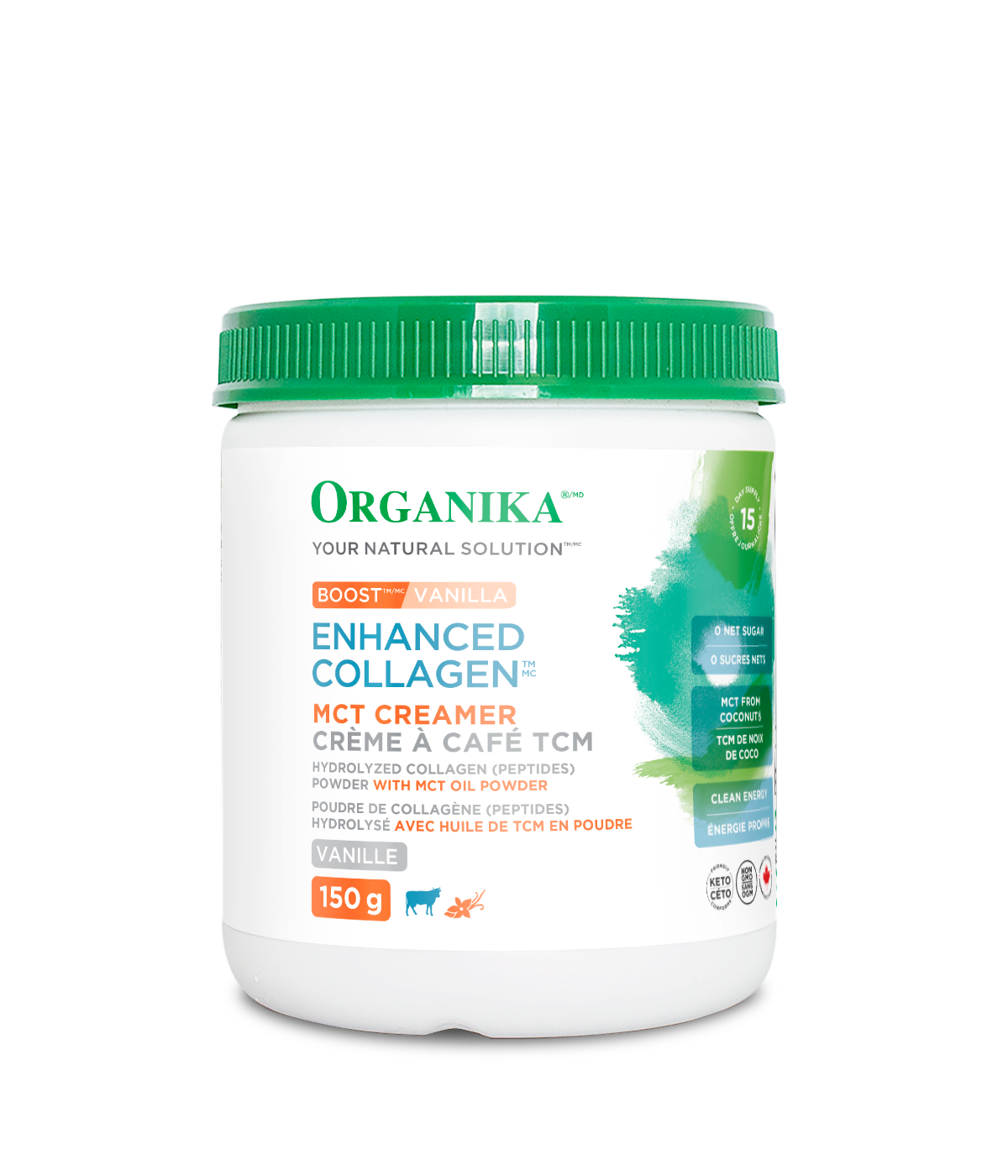 Organika Enhanced Collagen Boost Vanilla, 150g MCT creamer
