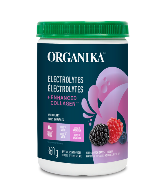 Organika Electrolytes + Enhanced Collagen™ - Wild Berry, 360g