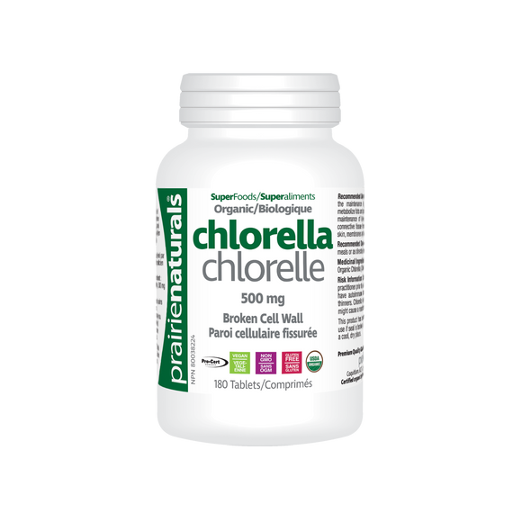 Prairie Naturals Organic & Fair Trade Chlorella, 500mg, 180 tabs