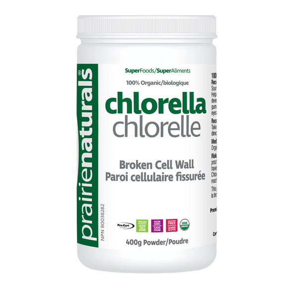 Prairie Naturals Organic Fair-Trade Broken Cell Wall Chlorella Powder, 400g