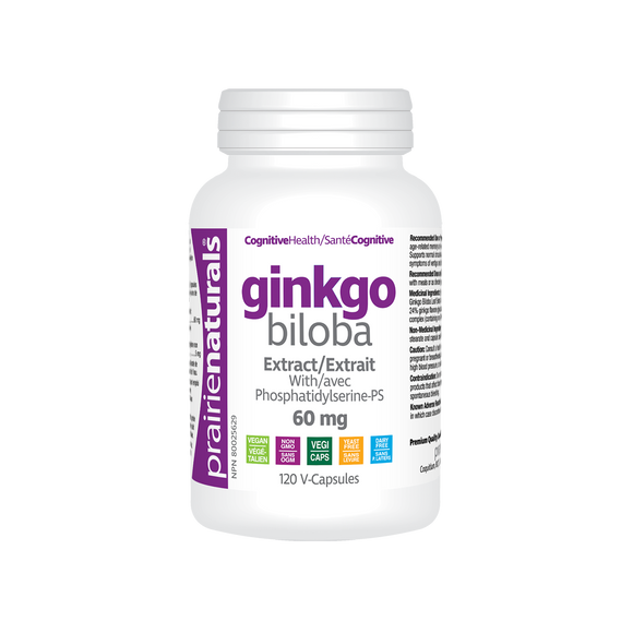 Prairie Naturals Ginkgo Biloba, 60 mg, 120 vegetarian capsules