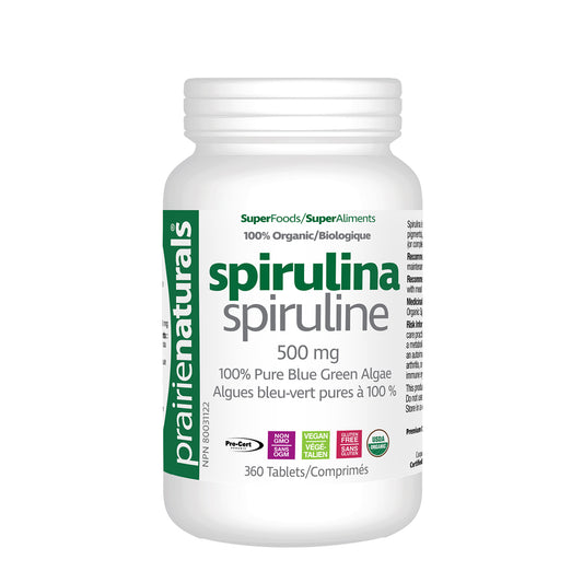 Prairie Naturals Organic Spirulina 500mg 360 tablets