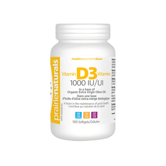 Prairie Naturals Vitamin D3 1000IU 500 softgels