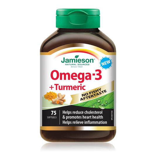 Jamieson Omega 3 + Turmeric, 75 softgels 健美生 bottle photo