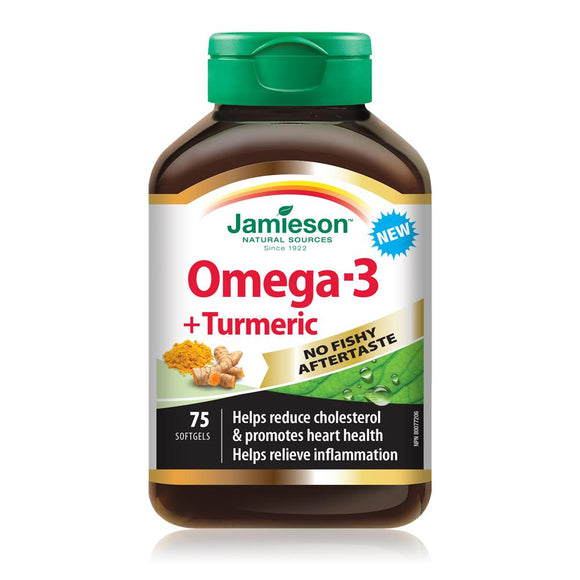 Jamieson 鱼油 Omega 3 + 姜黄，75 粒软胶囊