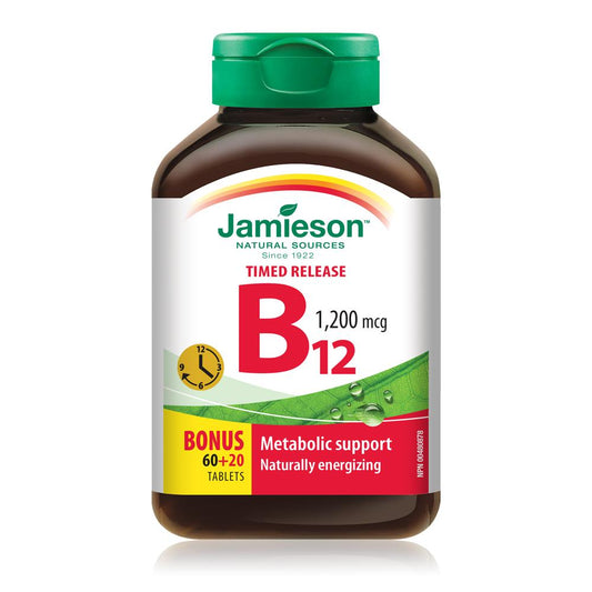 Jamieson Vitamin B12 Methylcobalamin Timed Release 60 + 20 tablets bottle photo