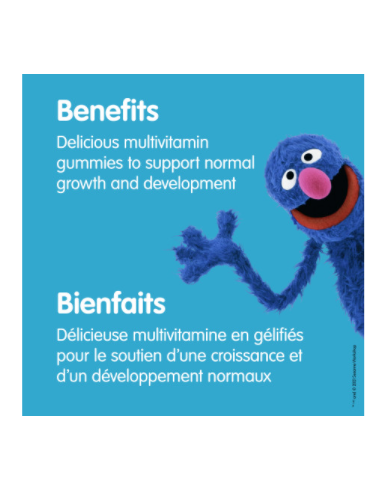 Sesame Street Multivitamin & Mineral- Orange, Raspberry and Lemon, 180 gummies