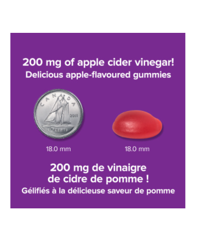 Webber Naturals Apple Cider Vinegar  Apple Flavour 90 gummies size