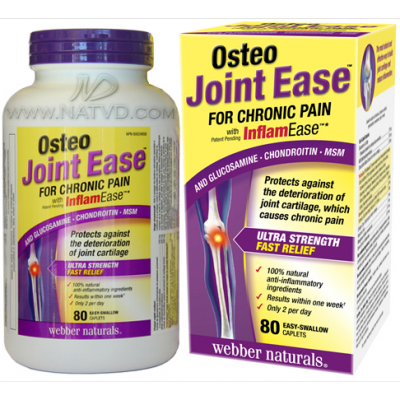 Webber Naturals Osteo Joint Ease™ with InflamEase™, and Glucosamine Chondroitin MSM, 80 easy-swallow caplets
