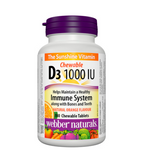 Webber Naturals Vitamin D3, 1000IU Orange Flavour, 180 Chewable Tablets