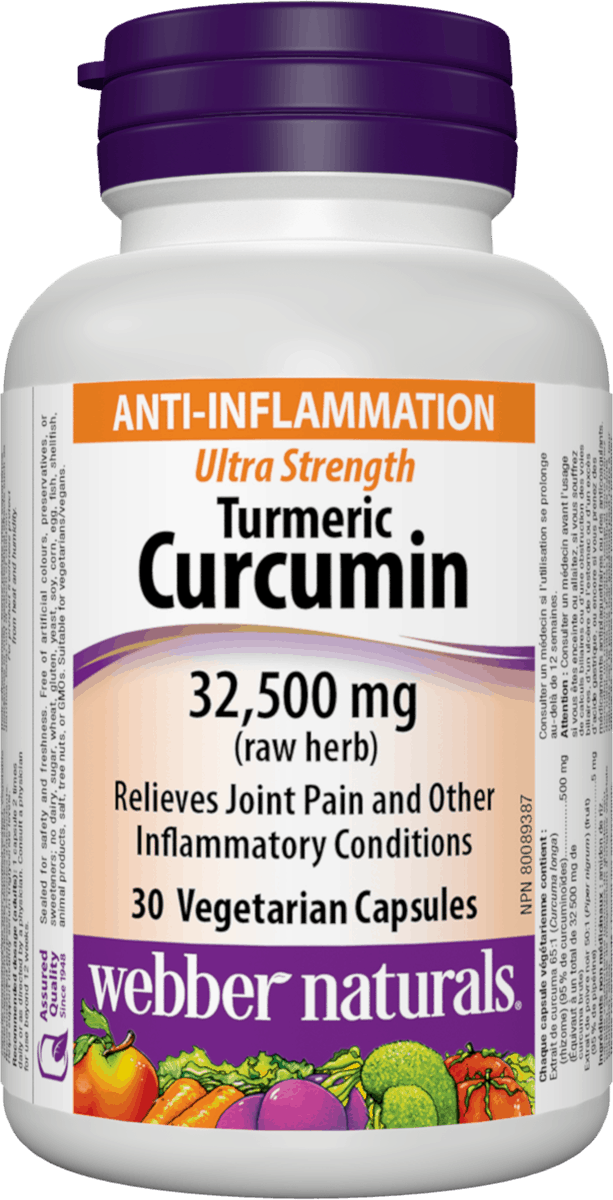 Webber Naturals Turmeric Curcumin 32,500 mg 30 Vegetarian Capsules Canadian label
